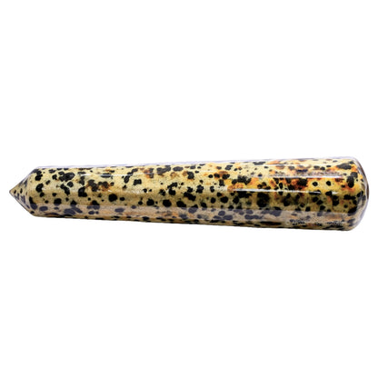 Amazing Gemstone Dalmatian Jasper Crystal Wand Massage Stick - Pelvic Wand Gua Sha for Adults - Crystals and Healing Stones Massage Wands for Adults Gifts (Pointed)