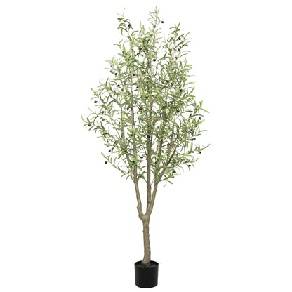 SIUJOJO Artificial Olive Tree 7FT, Faux Olive Tree Indoor with Natural Wood Trunk & Dense Leaves, Tall Fake Olive Tree for Living Room, Office, Entryway Decor