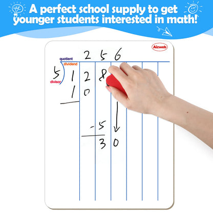 Dry Erase Long Division White Board,9 x 12 Multi-Digit Computation Double-Sided Dry Erase Board,Math Manipulatives Whiteboard for Students,Classroom and Home,Small White Board(Division)