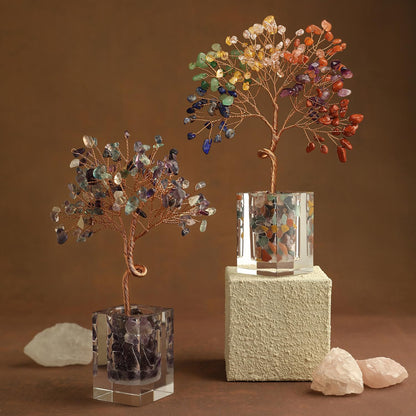 Crystal Tree of Life 7 Chakra Healing Crystal Trees Healing Stones for Office Desk Decor Home Living Room Decorations, Handmade Creative Good Luck Meditation Birthday Gifts for Women, Mom, Daughter