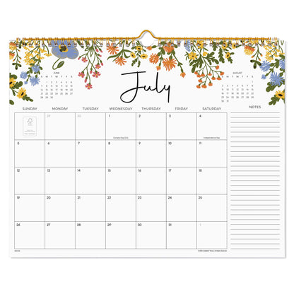2026 Calendar, Cabbrix Wall Calendar 2026, 18 Months Calendar Runs From July 2026 - December 2027, 15" x 12", Twin-Wire Binding, Hanging Hook, Floral Design