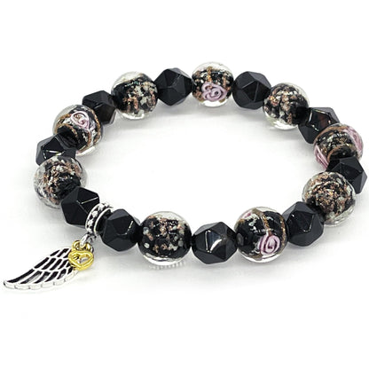 ARTSY Crafts Glow in the Dark Glass Beads with Natural Gemstone Beads Charm Bracelets, Crystal Healing Stones Firefly Beads Bracelet for Men Women Love Calming Anxiety Chakra Spiritual Gifts, Quartz