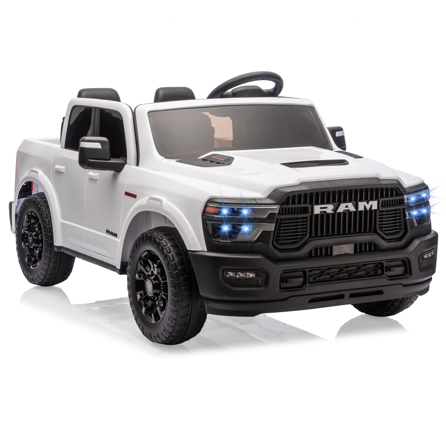 Licensed RAM 2500, 2 Seater Electric Car for Kids, 24v Ride on Truck w/Remote Control, Toddler Ride on Toys w/Bluetooth, Spacious Truck Bed, 3 Speed, LED Lights, Suspension, Gifts for Boys Girls
