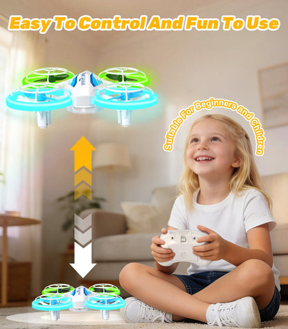 TURNRISE Mini Drone for Kids & Beginners- Kids Drone Mini Flying Toy with 360° Flips, LED Lights, 3 Batteries, 27 Mins Flight Time, One Key Takeoff Indoor Drones Mini RC Drones Gift for Boys and Girls