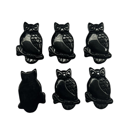 Bacatgem Natural Black Obsidian Owl Figurines Crystals and Healing Stones,Haped DIY Pendant