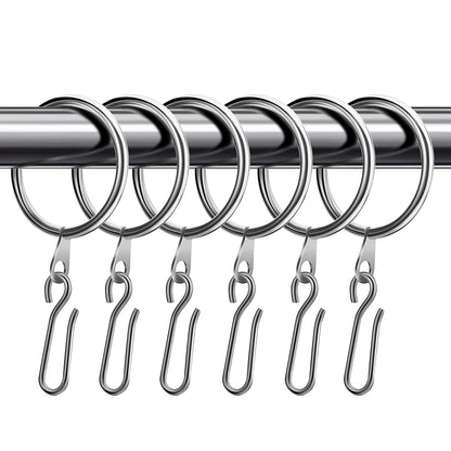 30 Pcs Metal Drapery Curtain Rings 1.26'' Curtain Hanging Rings with 30 Pcs Metal Curtain Drapery Pin Hooks Pinch Pleat Curtain Hooks for Window Door Shower Curtain 32 mm Internal Diameter (Silver)