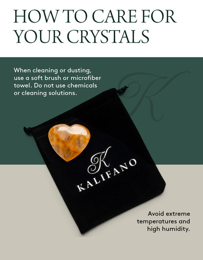 KALIFANO Golden Healer Quartz Heart - Worry Stone with Healing & Calming Effects - AAA Grade High Energy Hematoid Cuarzo with Information Card - Reiki Crystal Carving Used for Clarity (Family Owned)