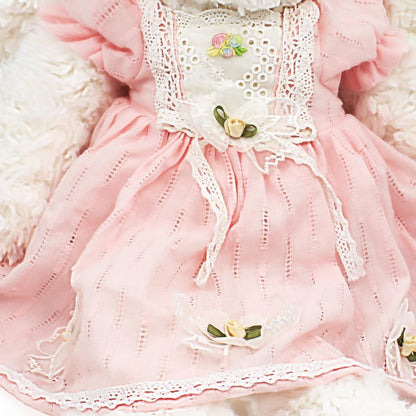 oits cute Floppy Bunny Stuffed Animals in Dress for Baby Girls Plush Toys 18 Inch (Pink Retro Dress)