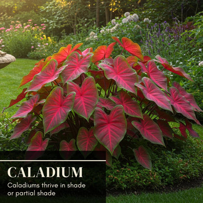 10 Florida Cardinal Caladium Bulbs for Planting - Perennial Hosta, Elephant Ears, Fancy (10 Bulbs)