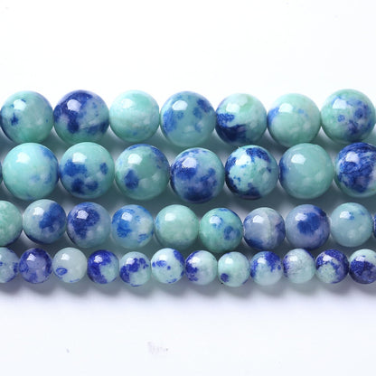 36pcs 10mm Natural Blue Green Persian Jade Stone Beads for Jewelry Making Round Loose Spacer Beads DIY Bracelets Necklaces 15" (10mm, Blue Green Jade)