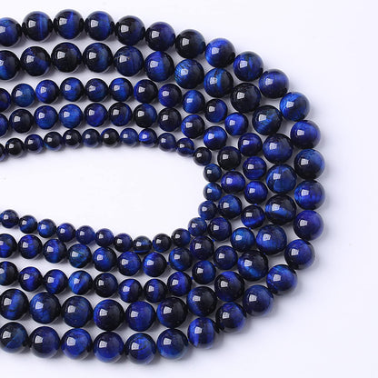 8mm 45PCS Natural Stone Lapis Blue Tiger Eye Beads 5A Quality Spacer Loose Beads for Jewelry Making DIY Bracelet Accessories