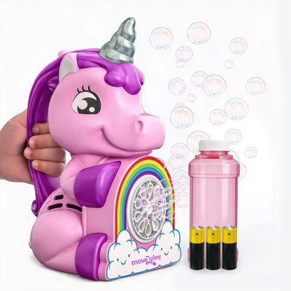 Move2Play, Unicorn Bubble Blower | Basket Stuffer | Bubble Machine | Toy for Toddlers, Boys and Girls | Indoor & Outdoor | Birthday Party | Summer Fun | Gift for Girl 1, 2, 3, 4+ Years Old