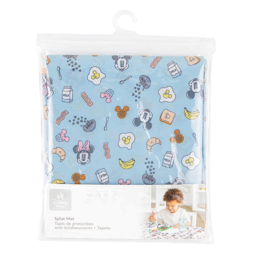 Bumkins Disney Baby Splat Mat for Under High Chair, Babies Toddlers Eating Mess Mat, Waterproof Reusable Cloth for Arts and Crafts, Play Mat for Kids, Floor or Table, Fabric 42inx42in, Mickey & Minnie