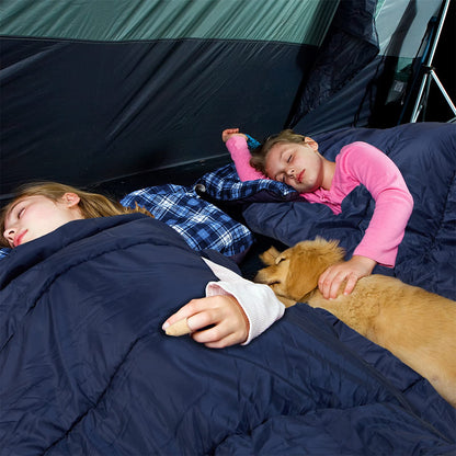 AGEMORE Cotton Flannel Double Sleeping Bag for Camping, Backpacking Or Hiking. Queen Size 2 Person Waterproof Sleeping Bag for Adults Or Teens. Lightweight with Compression Sack