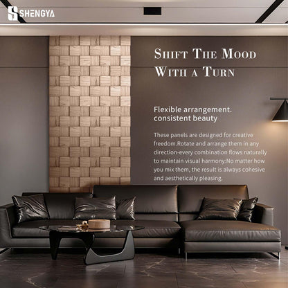 SSHENGYA 6-Pack Art 3D Wall Panels, Wood Textured Wall Panels, 15.7"×15.7" Modern Wall Panels for Interior Wall Decor, Living Room, Bedroom, Home Decor