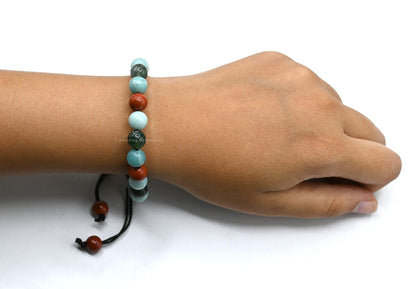 Amazing Gemstone Get Well Soon Recovery Bracelets for Women Manifestation - Moss Agate Amazonite Red Jasper Bracelet Set for Men Women Healing Calming Anxiety Stress Relief Gifts (Adjustable)
