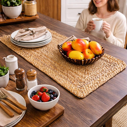 Savi Home Farmhouse Jute Burlap Table Runner 36 Inches Long, Organic Eco-Friendly Rustic Vintage Dining Table Runner, 13x36 Natural Jute Braided Table Runner