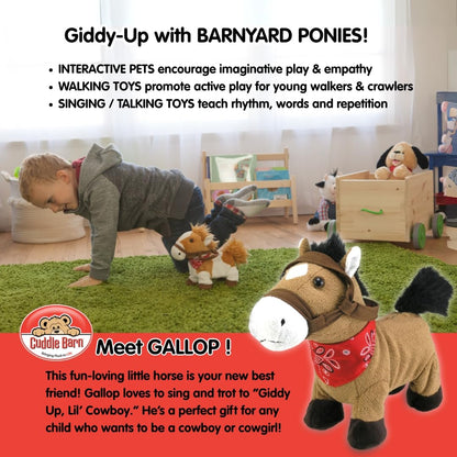 Cuddle Barn – Gallop The Musical Horse | Animated Plush Toy | Gallops, Trots, and Sings “Giddy Up, Lil’ Cowboy” | Stuffed Animal 10”