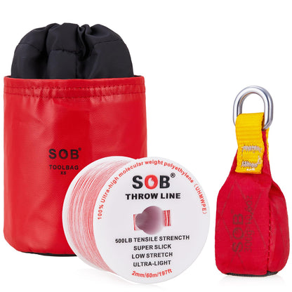 SOB Arborist Throw Line Kit with Slick Rope 197FT, Throw Weight, Reflective Storage Bag, Suit for Tree Cutting,Camping, Trimming, Hanging Swing ﻿