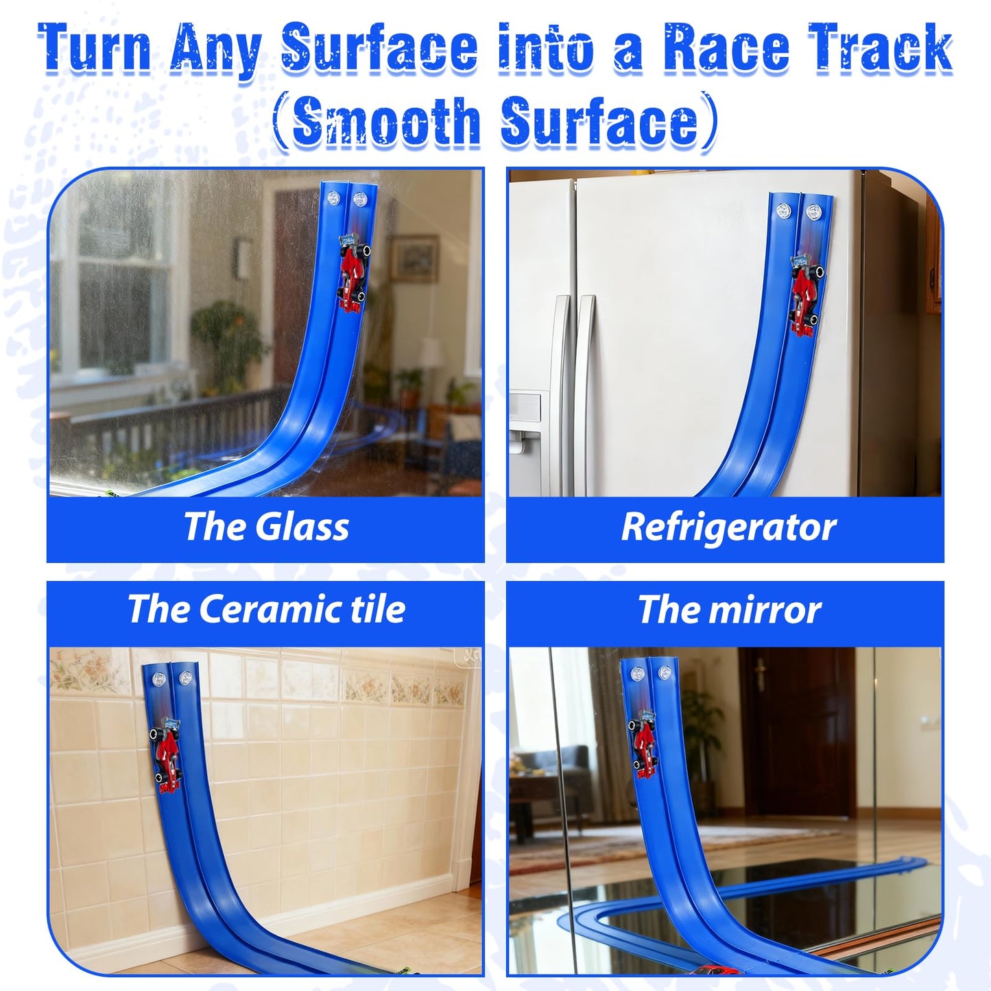 20 Ft Flexible Race Track Toys, Flex Race Car Ramp Track with 4 Race Cars & Suction Cups Rolls Up Portable DIY Race Track Anti Gravity Car Track Set,Kids Racecar Track Toy(Blue)