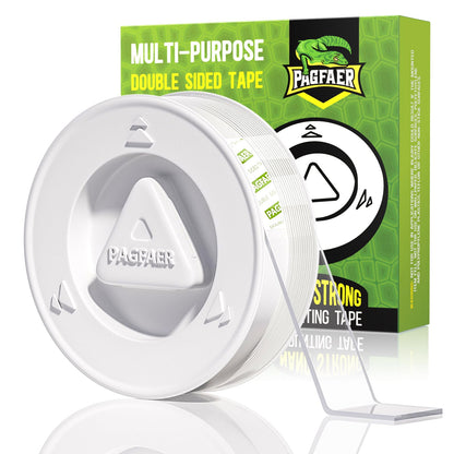 PAGFAER Double Sided Tape Heavy Duty, 16.4 FT Double Sided Mounting Tape, Clear & Tough Two Sided Nano Tape, Removable Picture Hanging Strips for Wall, Poster, Carpet, Balloon Home Outdoor
