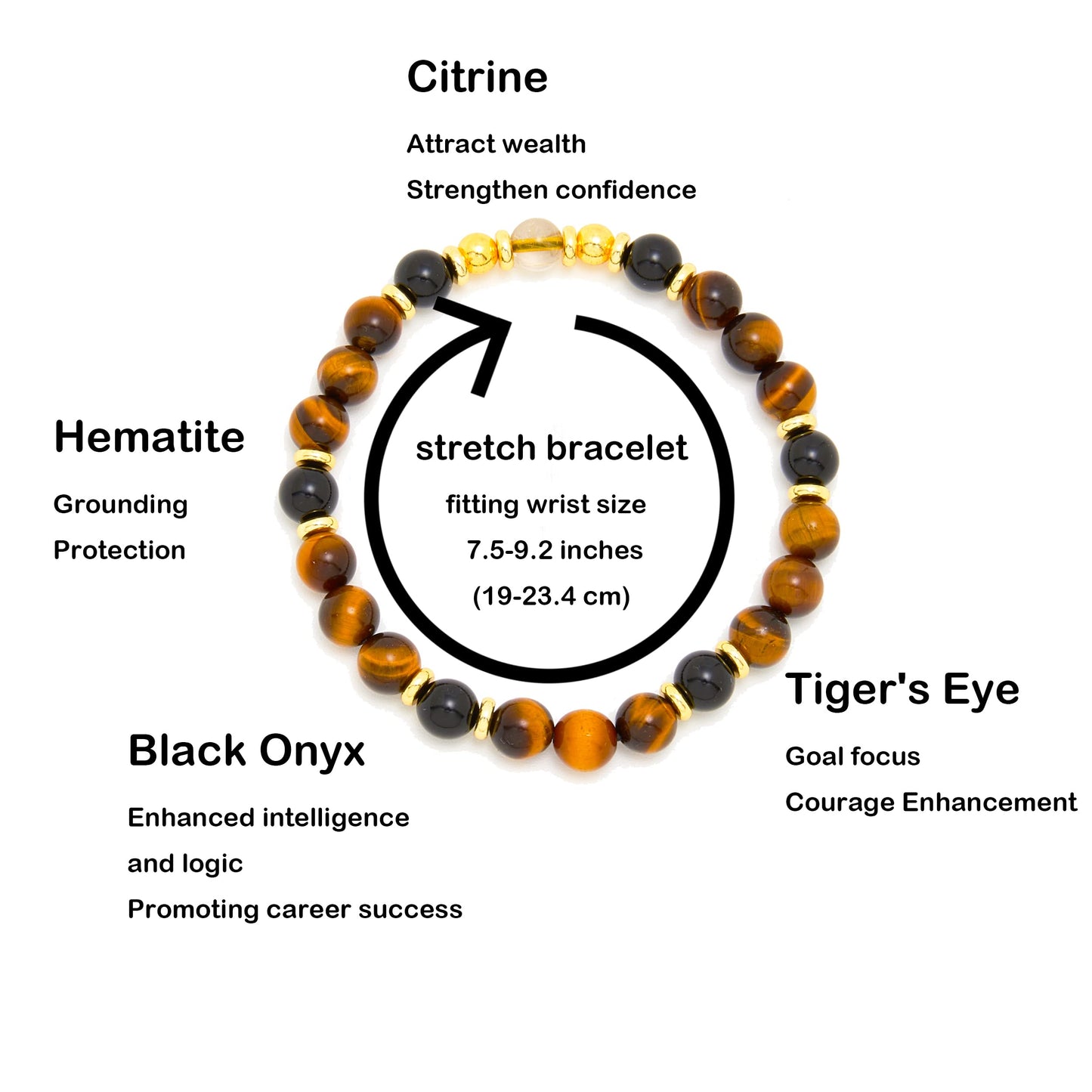 Cryhand Tigers Eye Protection Handmade Bracelet Best Present For Men Women Attract Wealth Chakra Feng Shui Stretchy Beaded Bracelets Lucky Friendship Bracelet