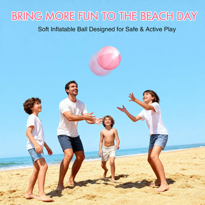 Realspring 12 Pcs Pastel Inflatable Beach Balls Kids Bulk Stripe Jumbo Big Beach Balls Pool Floating Toy for Adult Water Game Baby Shower Birthday Summer Swimming Party (Pink and White,10 Inch)
