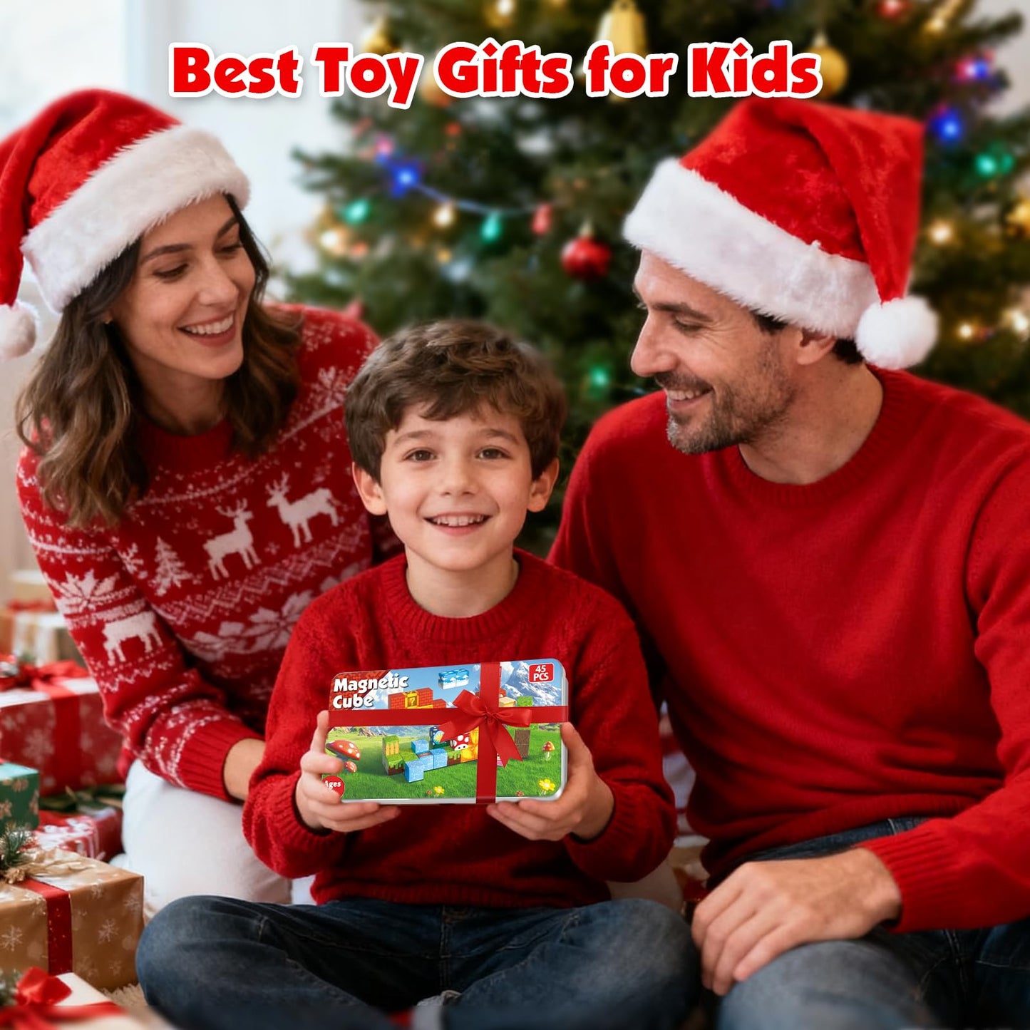 Goody King 45pcs Travel Toys Magnetic Blocks with Metal Box, Light up Magnetic Blocks, Educational STEM Toys for Kids 3 4 5 6 7 8 9 10, Travel Construction Play Set, Christmas Birthday Gifts