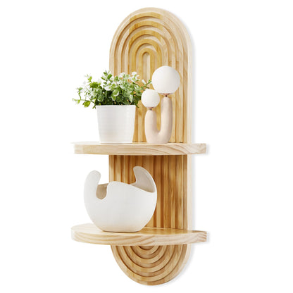 SweetSage Wooden Arched Wall Shelf - Boho Decor Floating Shelves Book Display Rainbow Shelf for Home Bedroom Living Room Nursery Office 22 x 11.8 Inches Natural
