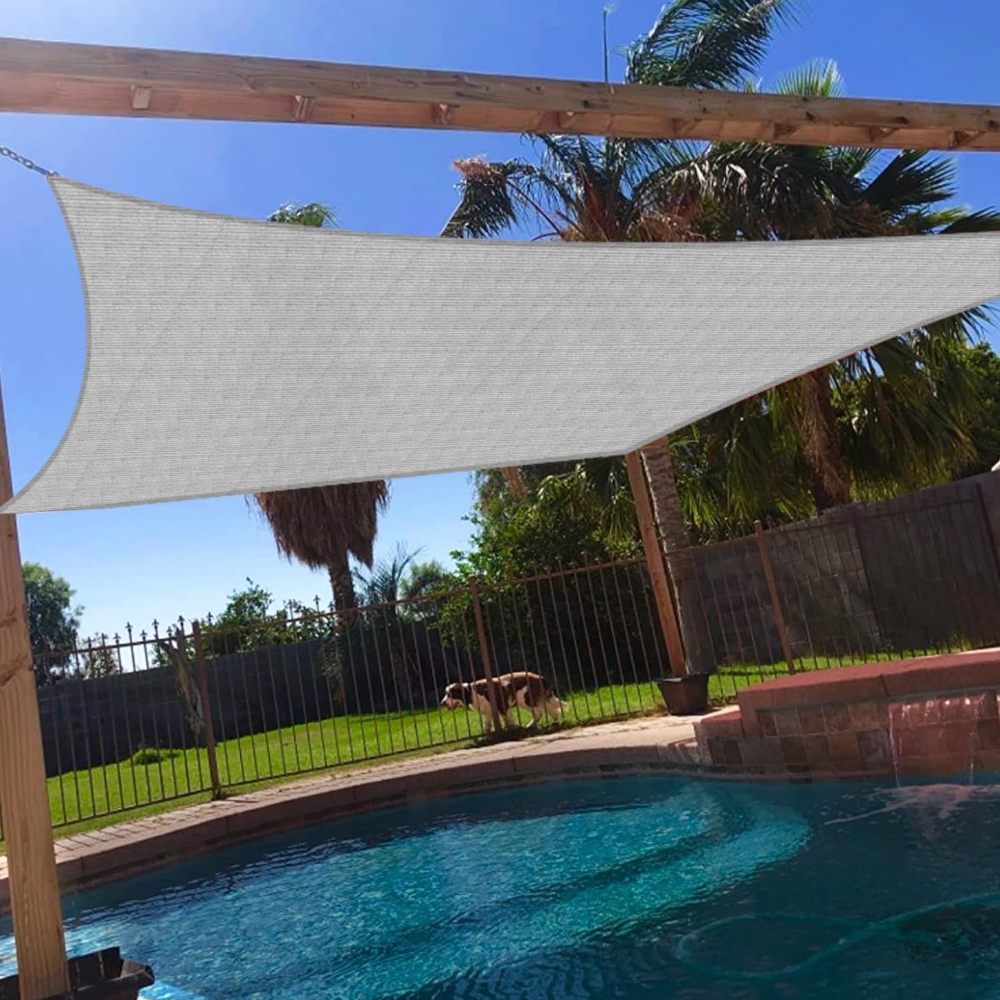 Windscreen4less 8' x 8' Sun Shade Sail Rectangle Outdoor Canopy Cover UV Block for Backyard Porch Pergola Deck Garden Patio (Gray)
