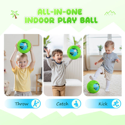 Soft Ball for Toddlers & Babies - Small, Safe & Easy-to-Grip Kickball, Dinosaur & Unicorn Design Soccer Ball - Great First Birthday Gift for Boys & Girls, Plush Indoor Soccer Toy for Ages 1-3 3-8