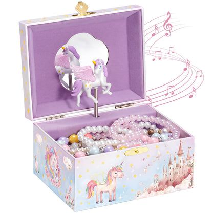 ProCase Unicorn Jewelry Box for Girls, Kids Musical Jewelry Boxes with Spinning Unicorn Doll, Birthday Gifts for Little Girls Children Toddler Ages 3 4 5 6 7 8 -Pink (Box Only)