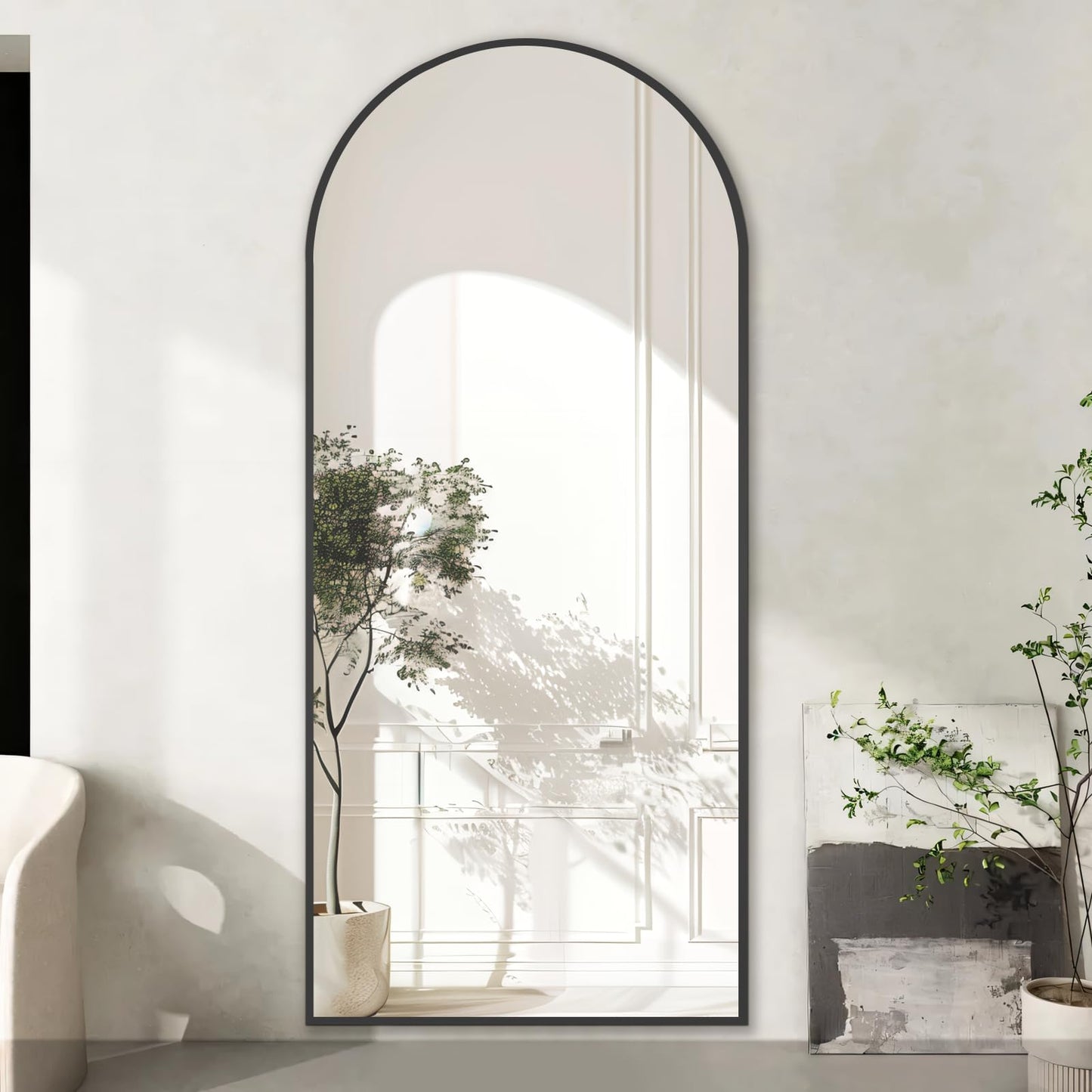 MELOMOIR 71"x32" Large Mirror Full Length, Arched Full Length Mirror with Stand, Large Floor Mirror for Bedroom Living Room Cloakroom Gym, Hanging Standing or Leaning, Black