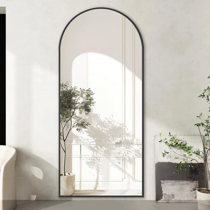 MELOMOIR 71"x32" Large Mirror Full Length, Arched Full Length Mirror with Stand, Large Floor Mirror for Bedroom Living Room Cloakroom Gym, Hanging Standing or Leaning, Black
