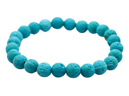 Amazing Gemstone Crystal Bracelet for Women Men's Gifts - Protection Healing Crystal Bracelet - 8mm Gemstone Beaded Stretchable Bracelet Pulseras Para Hombres Mujer Stocking Stuffers Mothers Day Gift (Turquoise Blue Lava)