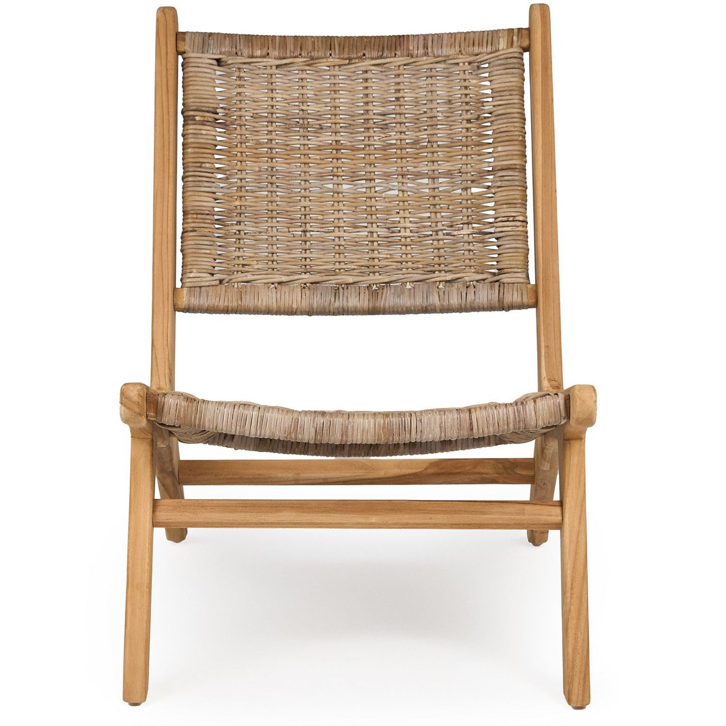 TeakCraft Teak Rattan Lounge Chair – Mid Century Modern Accent Chair, Solid Teak Wood, Natural Rattan, Boho & Scandinavian Style Seating for Living Room, Bedroom, Patio – Easy Assembly, The Vega