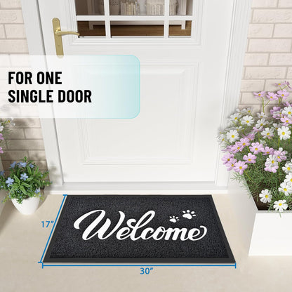 T.HENV Welcome Mat Outdoor, 30x17.5 Waterproof All-Season Front Door Mat Outside Entrance, All-Weather Quick Drying, Low Profile Doormat Indoor, Patio Porch Entryway Mats, Black-White