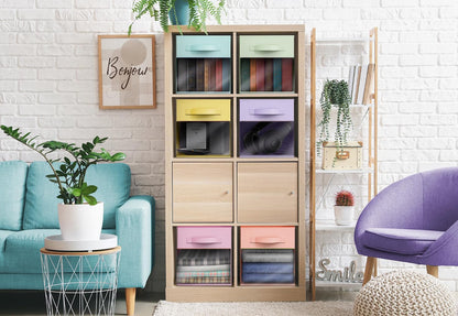 Sorbus 13 Inch Storage Bins with Clear Window - 6 Foldable Baskets for Organizing Clothes, Toys, Books - Sturdy Collapsible Fabric Storage Cubes with Handle - Storage Baskets for Shelves, Closets