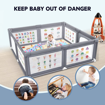 VOOVC Baby Playpen for Babies and Toddlers, 71x60 Inches Thickening Tube Baby Playards Kids Activity Center with Anti-Slip Suckers Tear-Resistant Mesh