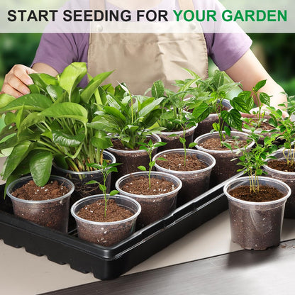 RooTrimmer 100 Pack 4 Inch Clear Plant pots with Drainage Holes, Transparent Nursery Seeding Pots, Flexile Seeds Starter Pots, Seeds Germination (4Inch,100P,Clear)