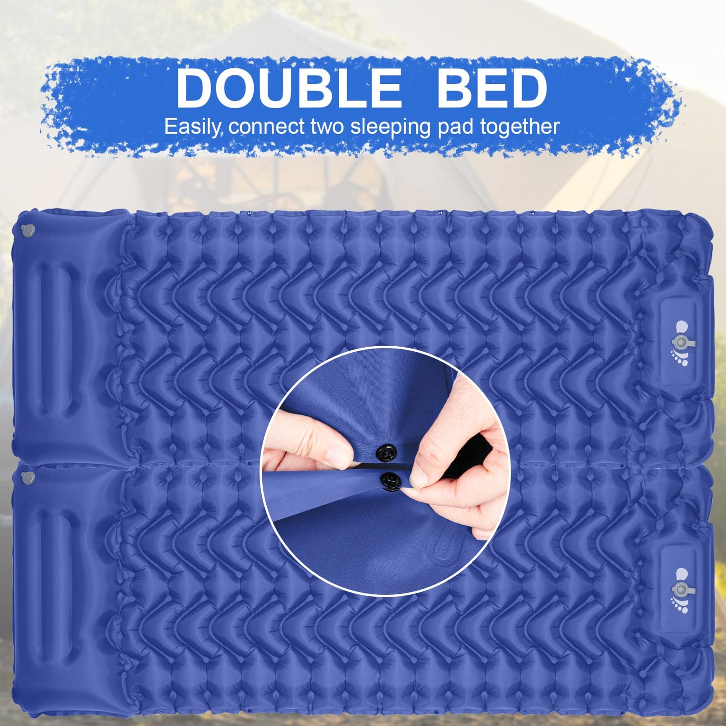 MOXILS Sleeping Pad, Ultralight Inflatable Sleeping Pad for Camping, Built-in Pump, Ultimate for Camping, Hiking, Airpad, Carry Bag, Repair Kit, Compact & Lightweight Air Mattress(Blue)