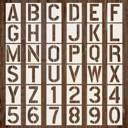 Youteer 36Pcs Letter and Number Stencils, 9 Inch Reusable Stencils for Painting DIY Craft for Rock, Walls, Canvas, Drawing, Art Scrapbook Home Decor.