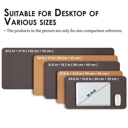 Cork Desk Mat - Dual-Sided Desk Pad for Office and Home - Desk Organization and Accessories - Ideal for Large Mouse Pad and Desk Mats on Top of Desks(Coffee,36"x 17")