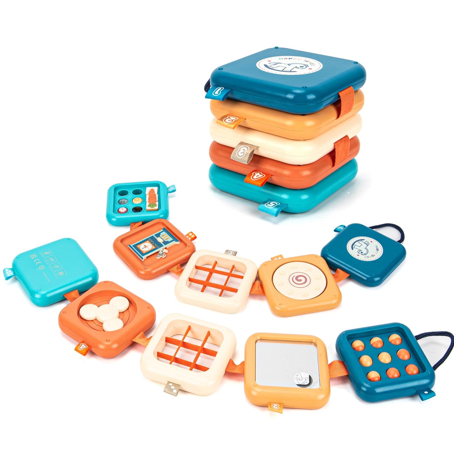 edusense Montessori Busy Board for Toddlers 1-3, Ultra-Light Travel Toys for Airplane & Car, BPA-Free, No Batteries, Easy-Clean Sensory Board, Fine Motor Skills Gift for 1 2 3 Year Old Boys Girls