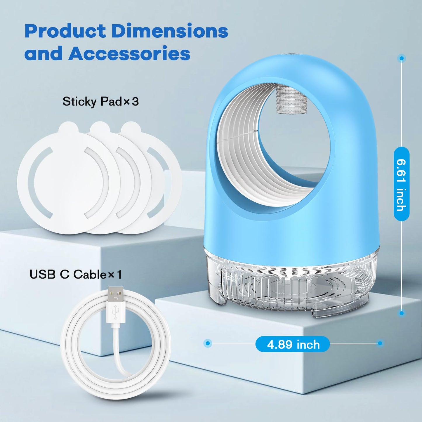 Fruit Fly Traps for Indoors, Electric Fan Powered Bug Catcher, Reusable Gnat Killer for Home Kitchen with Sticky Cartridges for Mosquitoes & Moths