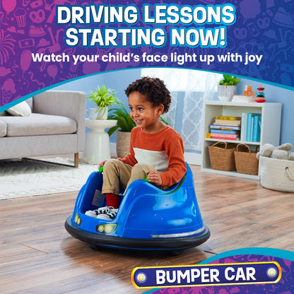 Flybar FunPark Electric Bumper Car 6V for Toddlers, Kids, Baby Ride On Toys, Ages 1.5-4 Years, LED Lights, 360 Degree Spin, Supports up to 66 pounds (No Remote)