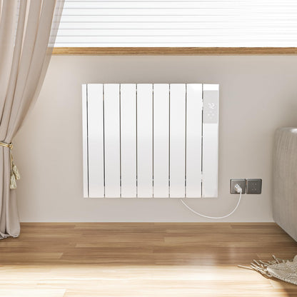 1500W Electric Heater Wall Mounted & Freestanding, White Aluminum Convection Panel Heater for Indoor Use w/Remote Control, 24H Timer, Touch Screen, Quiet Heating & Overheat Protection for Bedroom
