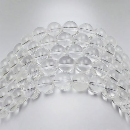 MJDCB 7A Natural White Clear Quartz Beads Gemstone for DIY Bracelet Making 15" (10mm)