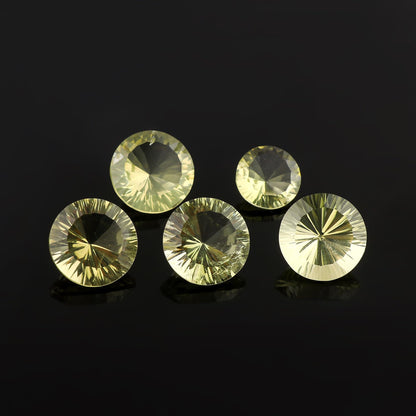 CRYSTALIS 5pcs AA+ Natural Lemon Quartz, Concave-Cut, Loose Gemstone Wholesale Bulk Cabochons Jewelry Making Supply, Chakra Healing Polished Stones, Wire Wrapping, DIY, Gem Collection, 14mm