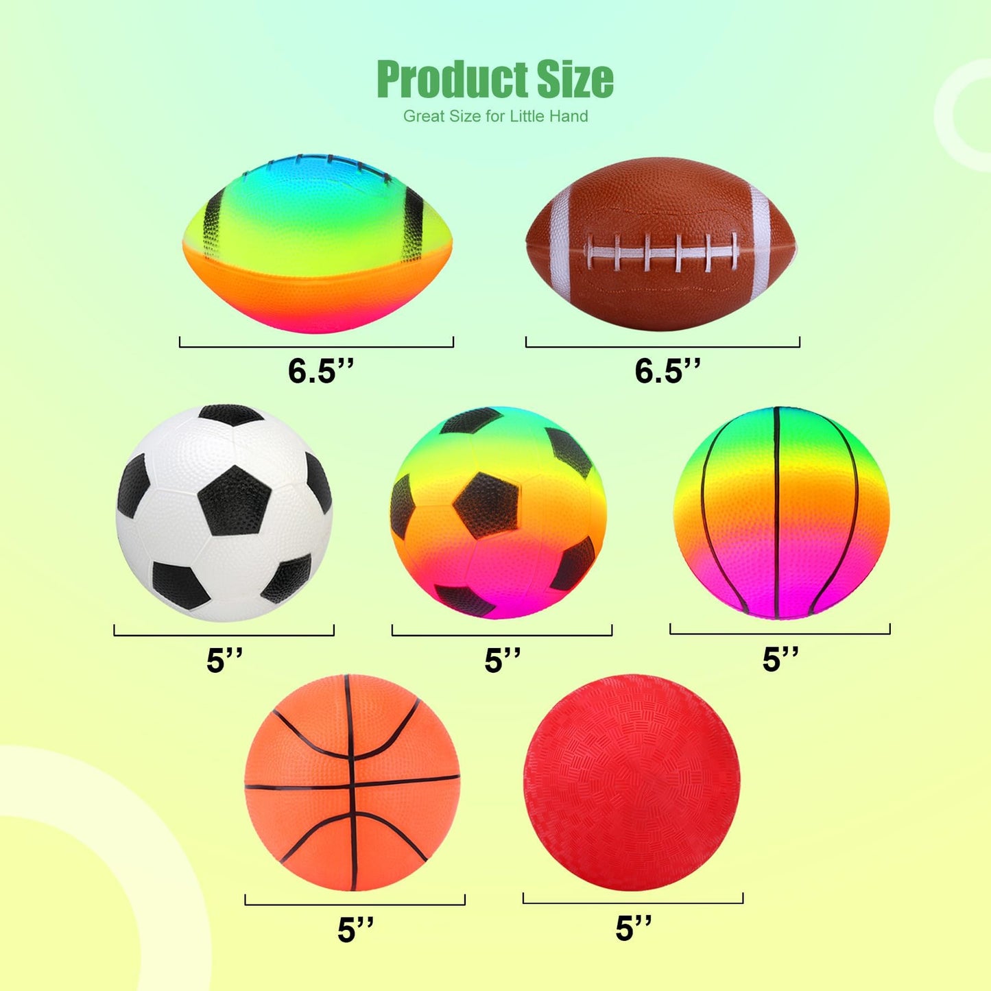 Innotoys Soft Balls for Toddlers Kids 1-3 3-5, Easy to Grip 5" Small Balls 7 Pack, Mini Football Soccer Basketball Playgroundball - First Birthday Gift Easter Basket Stuffers for Babies Boys Girls